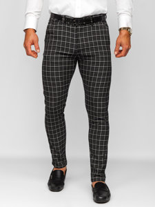 Pantalón chino a cuadros de tela para hombre negro Bolf 0035