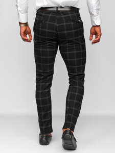 Pantalón chino a cuadros de tela para hombre negro Bolf 0036