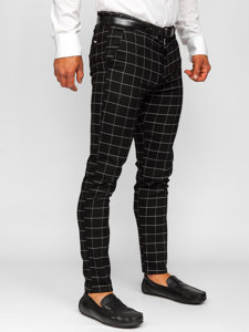 Pantalón chino a cuadros de tela para hombre negro Bolf 0047