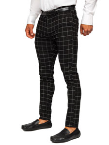 Pantalón chino a cuadros de tela para hombre negro Bolf 0047