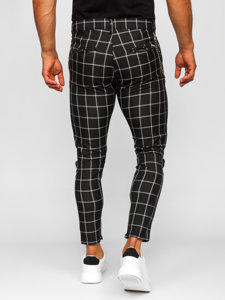 Pantalón chino a cuadros de tela para hombre negro Bolf 0057