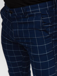 Pantalón chino de cuadros para hombre azul oscuro Bolf 0040