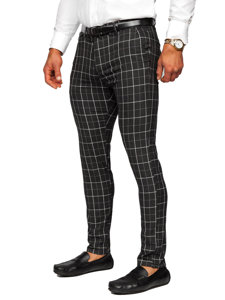 Pantalón chino de cuadros para hombre negro Bolf 0032