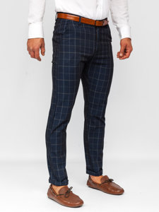 Pantalón chino de tela a cuadros azul oscuro Bolf KA9023