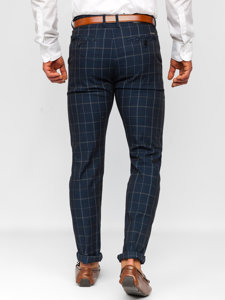 Pantalón chino de tela a cuadros azul oscuro Bolf KA9023