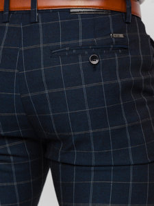 Pantalón chino de tela a cuadros azul oscuro Bolf KA9023