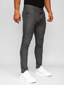 Pantalón chino de tela a cuadros para hombre gris oscuro Bolf 0032