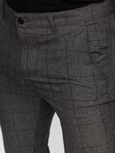 Pantalón chino de tela a cuadros para hombre gris oscuro Bolf 0032