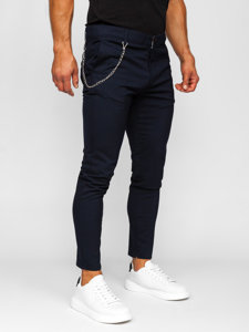 Pantalón chino de tela para hombre azul oscuro Bolf 0059