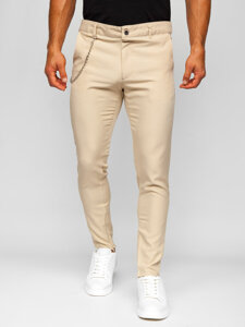 Pantalón chino de tela para hombre beige Bolf 0059