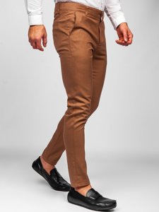 Pantalón chino de tela para hombre color marrón Denley 0017