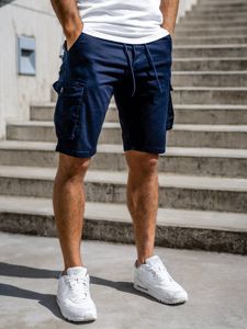 Pantalón corto cargo para hombre azul oscuro Bolf 5011