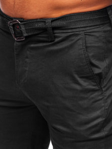 Pantalón corto con cinturón shorts para hombre negro Bolf XX160085