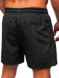 Pantalón corto de baño para hombre negro y verde Bolf 7713