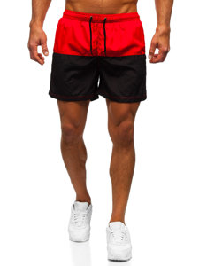 Pantalón corto de baño para hombre rojo y negro Bolf HM067