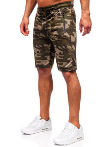 Pantalón corto de chándal camuflaje para hombre verde Bolf JX862