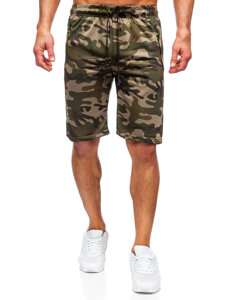 Pantalón corto de chándal camuflaje para hombre verde Bolf JX873