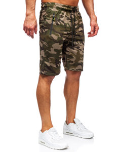 Pantalón corto de chándal camuflaje para hombre verde Bolf JX873