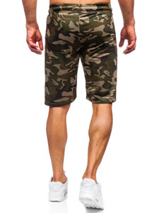 Pantalón corto de chándal camuflaje para hombre verde Bolf JX873