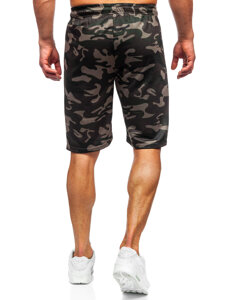 Pantalón corto de chándal camuflaje para hombre verde oscuro Bolf JX862