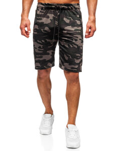 Pantalón corto de chándal camuflaje para hombre verde oscuro Bolf JX863