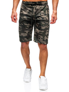 Pantalón corto de chándal camuflaje para hombre verde oscuro Bolf JX865