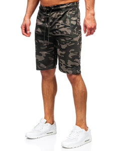 Pantalón corto de chándal camuflaje para hombre verde oscuro Bolf JX865