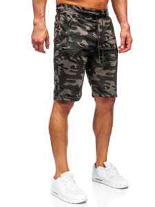 Pantalón corto de chándal camuflaje para hombre verde oscuro Bolf JX865