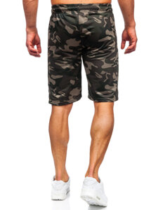 Pantalón corto de chándal camuflaje para hombre verde oscuro Bolf JX865