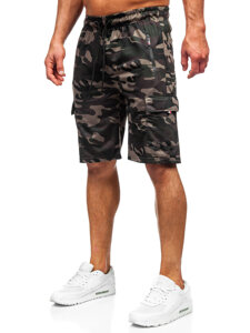 Pantalón corto de chándal cargo camuflaje para hombre verde oscuro Bolf JX875