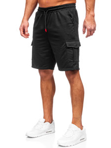 Pantalón corto de chándal cargo para hombre negro Bolf 8K218