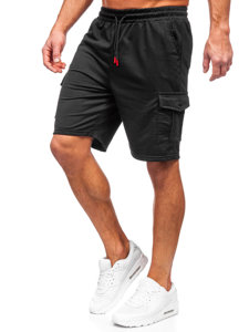 Pantalón corto de chándal cargo para hombre negro Bolf 8K218