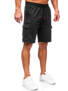 Pantalón corto de chándal cargo para hombre negro Bolf 8K218