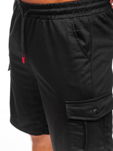 Pantalón corto de chándal cargo para hombre negro Bolf 8K218