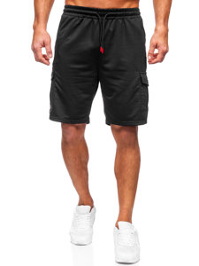 Pantalón corto de chándal cargo para hombre negro Bolf 8K218