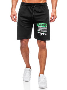 Pantalón corto de chándal para hombre negro y verde Bolf GS2524