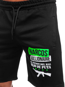 Pantalón corto de chándal para hombre negro y verde Bolf GS2524