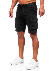 Pantalón corto de combate con cinturón para hombre negro Bolf MP0109NA