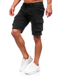 Pantalón corto de combate con cinturón para hombre negro Bolf MP0109NA