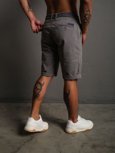 Pantalón corto de tela a rayas para hombre gris Bolf 0010