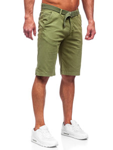 Pantalón corto de tela a rayas para hombre verde Bolf 0010