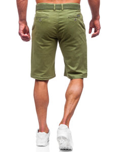 Pantalón corto de tela a rayas para hombre verde Bolf 0010