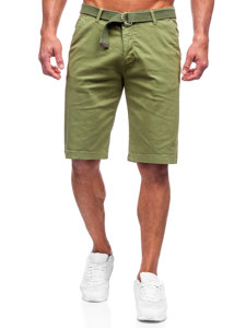 Pantalón corto de tela a rayas para hombre verde Bolf 0010