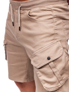 Pantalón corto de tela cargo para hombre beige Bolf 384k