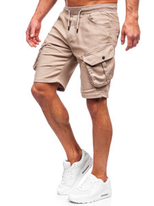 Pantalón corto de tela cargo para hombre beige Bolf 384k