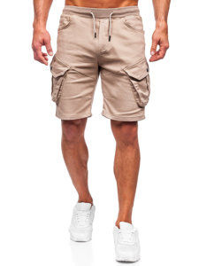 Pantalón corto de tela cargo para hombre beige Bolf 384k