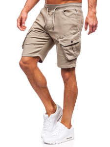 Pantalón corto de tela cargo para hombre beige claro Bolf 384K