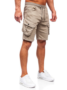 Pantalón corto de tela cargo para hombre beige claro Bolf 384K