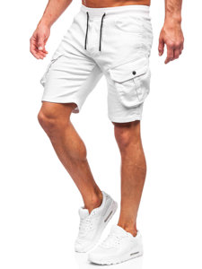 Pantalón corto de tela cargo para hombre blanco Bolf 384K