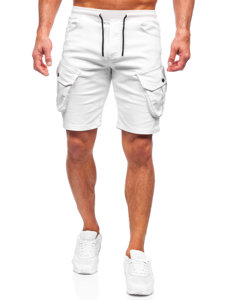 Pantalón corto de tela cargo para hombre blanco Bolf 384K